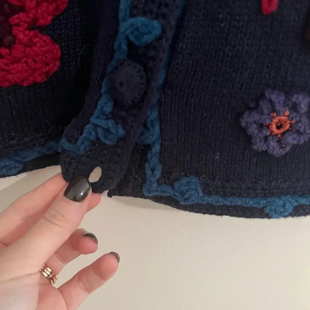 Vintage Erika Ramie Cotton Blend Crochet Floral Button Front Vest Cottagecore - Picture 3 of 9